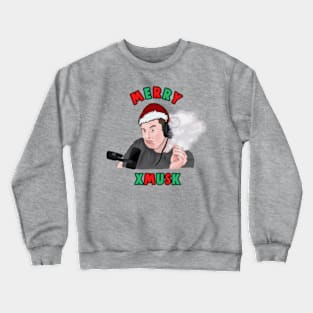 Merry Xmusk Elon Musk Smoking Weed Christmas Meme Crewneck Sweatshirt